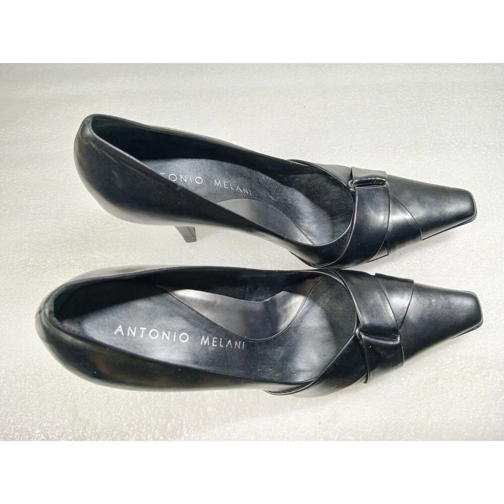 Antonio Melani Vero Cuoio Black Leather Heels – Size 8.5 – 4